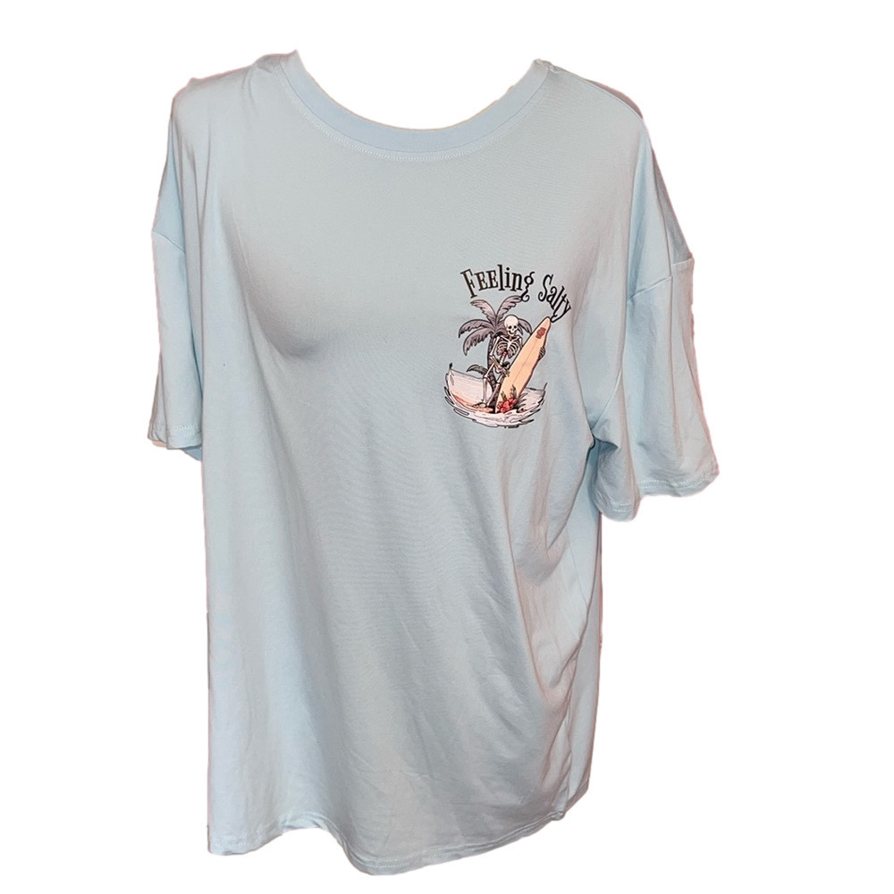 Feeling Salty Surfing Skeleton T-Shirt M